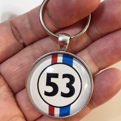 Herbie Love Bug 53 VW Volkswagen Beetle Logo 1.2″ Diameter Keychain