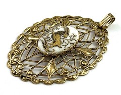 Capricorn Zodiac Charm Necklace Pendant Vintage Cabochon Astrology Jewelry