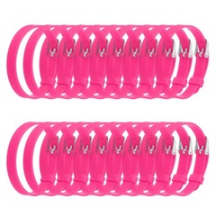 20 Pack Slide Bracelet Wristband 8.2 x 0.3” Adjustable Bracelet Rose Red