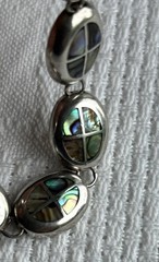 Vintage Classic Sterling 925 Silver 7.5” Bracelet w/Abalone Shell Inlay Thailand