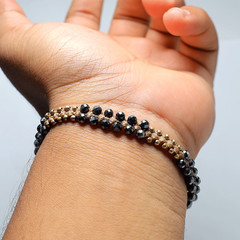 3.5MM Hematite Beaded Micro Macrame Bracelet ~ Handmade Crystal Healing Jewelery