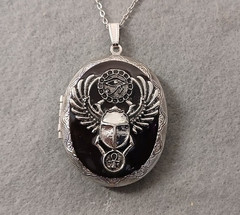 Ancient Egyptian Scarab Beetle Locket Necklace Amulet