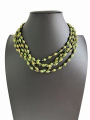 Uganda One Of A Kind Greens Artist Made Paper Beads Coated Necklace 5 Strands