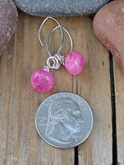 Hot Pink Moonstone and Sterling Silver Faceted Briolette Earrings