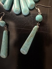Trapezoid Turquoise Magnesite Necklace And Earrings