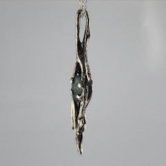 Moss Agate Gemstone Sterling Silver Pendant – Handmade
