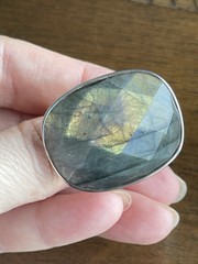 HSN Deb Guyot 925 Silver Large Labradorite Ring Size 8