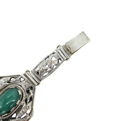 Vintage Filigree Bracelet Aventurine Cabs Ethnographic White Metal – Asia / ME