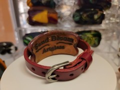 Art Glass Retro Marble Bracelet Genuine Leather Band Steampunk by SAND BLOOM