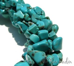 Turquoise Gemstone Chip Necklace – Hand Wrapped Turquoise Cotton Cord Choker