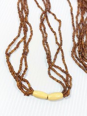 Artisan Brown Glass Bead Multi Strand Wood bead Long Necklace 60 inches