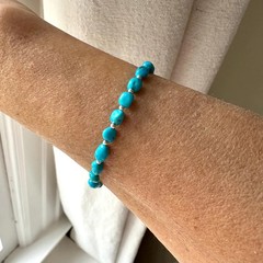 Sleeping Beauty Turquoise Nugget Bracelet | 5mm Gemstone | Sterling Silver