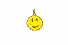 14k SOLID Gold Happy Smile Face Pendant Personalized Necklace, Engrave Text Word