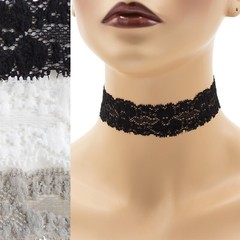 Stretch Lace Choker 1 – 1.25 inch wide custom necklace 25 – 30 mm elastic Black+
