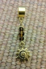 Aztec Design Sun Charm & Czech Fire Polished Bead Pendant Slider Bail