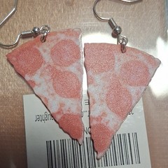 Handcrafted Triangle Dangle Hook Earrings Resin Pink White Food & Drink Theme