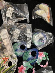 Lot of 13 Hand Painted Wooden Earrings Handmade in Indonesia Tropical Birds