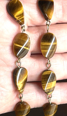 TIGERS EYE Natural POLISHED 10x16mm Stones Beaded Necklace w S-Hook 23″