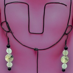 Prehnite & Aventurine Green Gemstone Dangle Earrings, One of a Kind