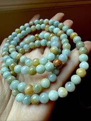 Untreated Grade A Myanmar Jadeite Bead Necklace 純天然翡翠A貨 老坑糯冰多包超长项链 7.6 Mm