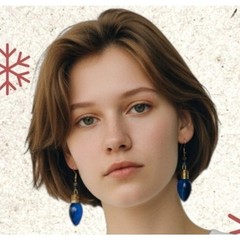 Christmas Ornament Earrings Blue Christmas Light Bead Accent