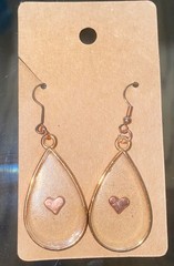 Handmade Artisan Transparent Glitter Mixed Metal Teardrop Earrings Jewelry