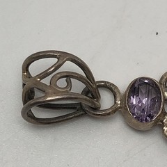 Copper Turquoise Multicolored Pendant With Amethyst Accents Set In 925 Sterling