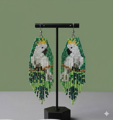 Tribal Earrings Native Large Boho American Seed Beads Handmade Earring