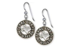 Life Is Better In Texas Earrings Jewelry Sterling Silver Handmade Texas Earrings