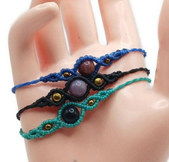 Handmade Macramé Bracelet with Natural Onyx and Brown Stone – Spiritual Amulet