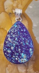 Artisan fashion Silver Purple Druzy Teardrop Pendant 925
