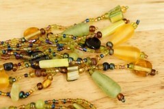 Artisan Jewelry Multi Strand Glass Beaded Lariat Green Purple Statement Necklace