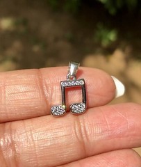 925 Sterling Silver MUSICAL NOTE Pendant with Cz, Small Minimal Jewelry #3
