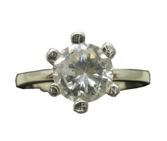 Handmade Sterling Silver Engagement Ring With Cubic Zirconia Stamped 925