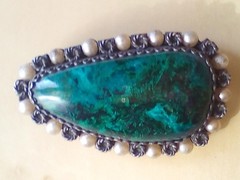 PIN PENDANT BROOCH EILAT STONE SILVER YEMENITE GENUINE VINTAGE925 ESTATE JEWEL