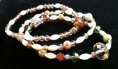 3 Stacked Freshwater Pearl/Swarovski Crystal Beaded Stretch Cord Bracelets NWOT