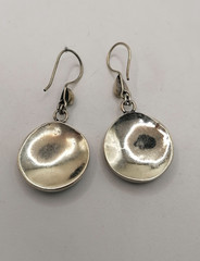 Handmade Alpaca Earrings with Inlaid Stone