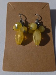 PR Of Yellow Mix Of Oval And Round Glass Bead Dangle Earrings