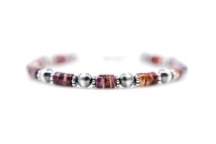 Purple Spiny Oyster Bracelet, 6mm Heishi & Sterling Silver, Native American