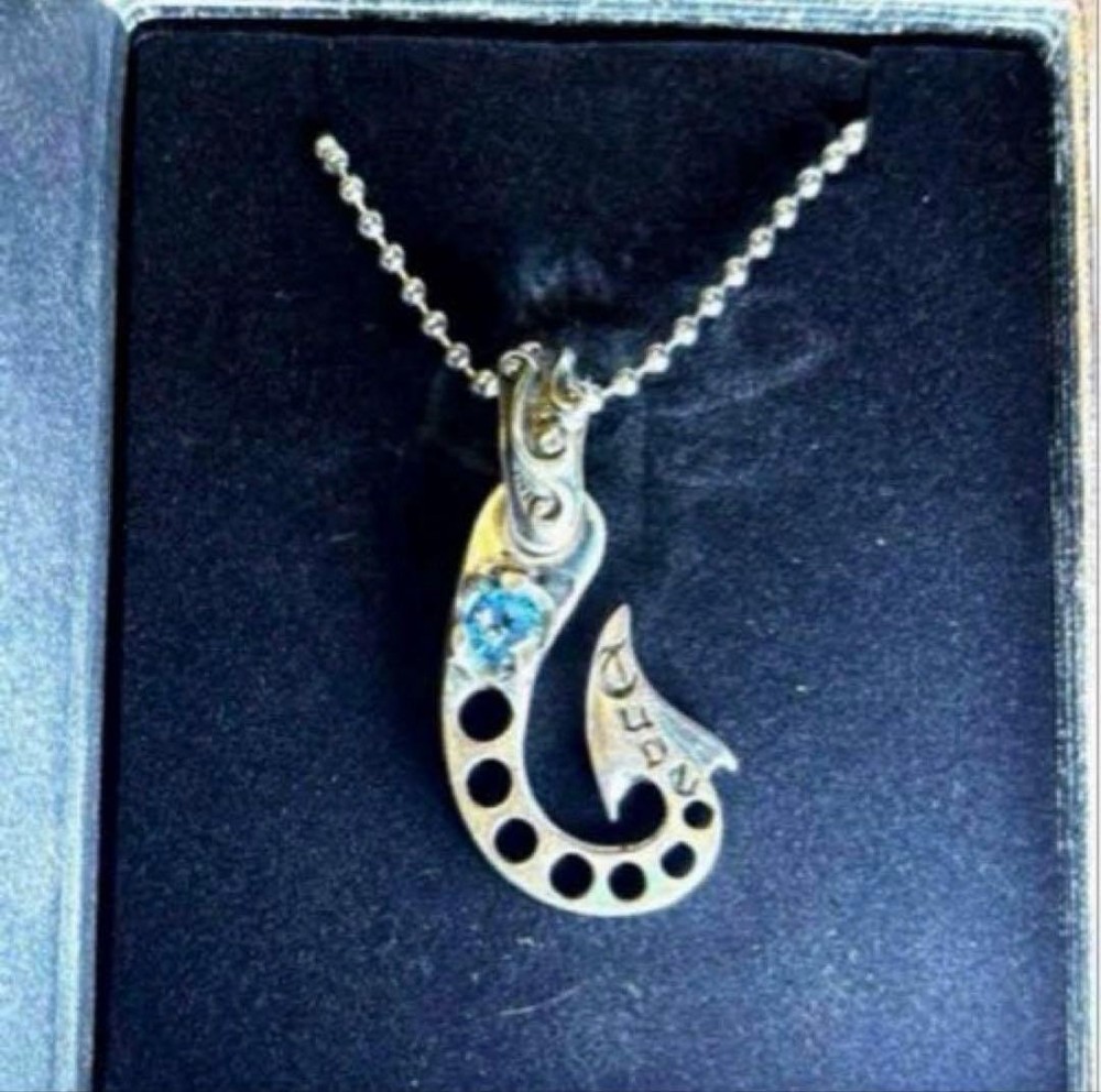 Bill Wall Leather 25th Anniversary Fish Hook Necklace USED from JAPAN