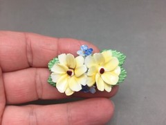 Ansley Fine Bone China Flower Pin Brooch Yellow Daisy Made England Handmade 2″