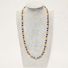 Handcrafted Jewelry 22″ Citrine Yellow/Orange Teardrop & Blue Glass Necklace