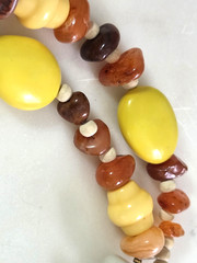 Boho Southwest Style Mixed Stone Necklace Carnelian Agate Wood Beads Ceramic 30″