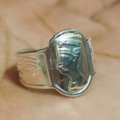 A silver-plated ring Egyptian pharaonic unique handmade piece of jewelry.