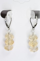 Citrine Natural Gemstone Golden Yellow 925 Sterling Silver Leverback Earrings