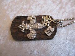 Kate Mesta Dog Tag Fleur-de-Lis Chain Necklace