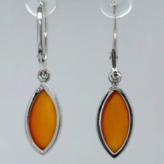 Orange Oval CARNELIAN CORNELIAN Earrings 925 STERLING SILVER Leverback #19e