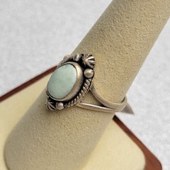 Paloma Turquoise Ring With Detailed Artisan 925 Sterling Silver Metalwork Size 8
