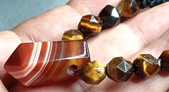 Carnelian Stone with Tiger eye faceted beads handmade adjustable necklace.