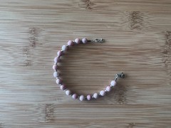 New Rhodonite, Czech Glass & Stainless Steel Handmade Bracelet 7-7 1/2 in. -B713